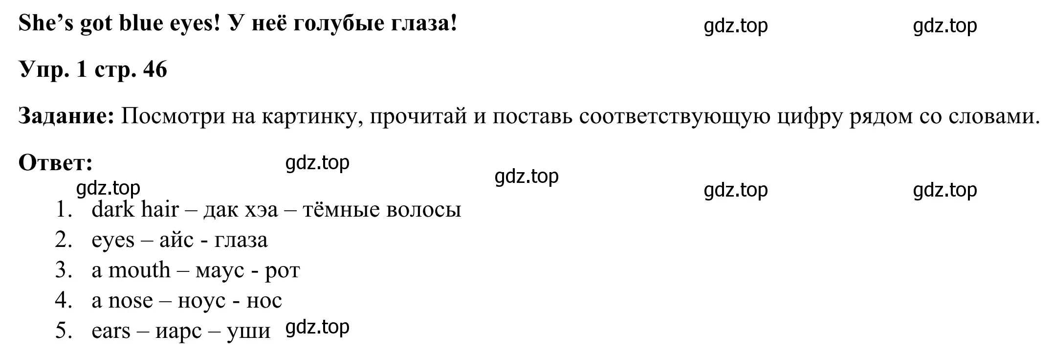 Решение 4. номер 1 (страница 46) гдз по английскому языку 2 класс Быкова, Дули, рабочая тетрадь