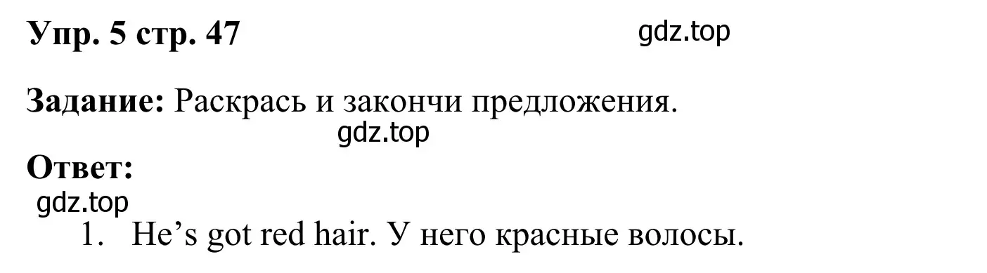 Решение 4. номер 5 (страница 47) гдз по английскому языку 2 класс Быкова, Дули, рабочая тетрадь