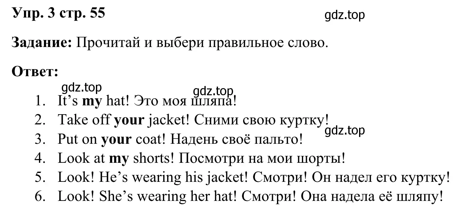 Решение 4. номер 3 (страница 55) гдз по английскому языку 2 класс Быкова, Дули, рабочая тетрадь