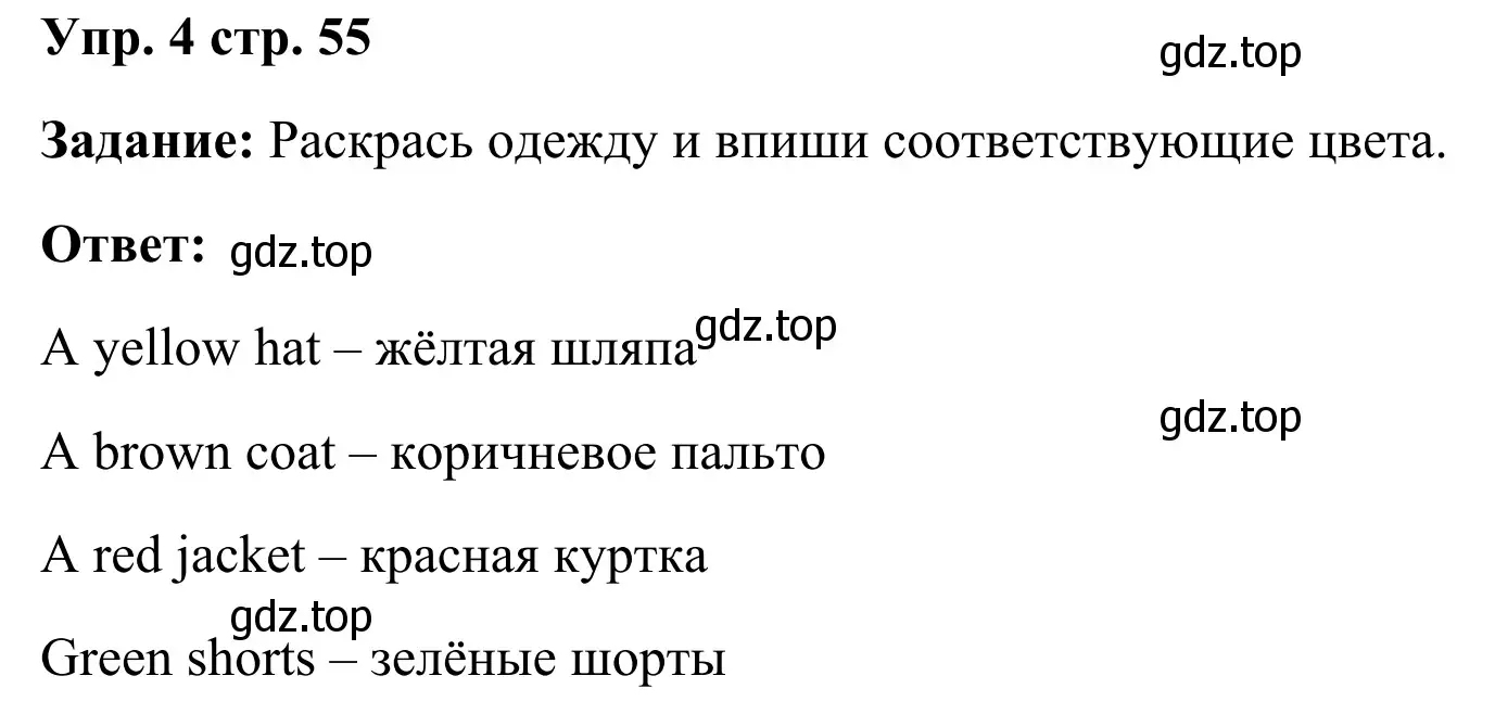 Решение 4. номер 4 (страница 55) гдз по английскому языку 2 класс Быкова, Дули, рабочая тетрадь