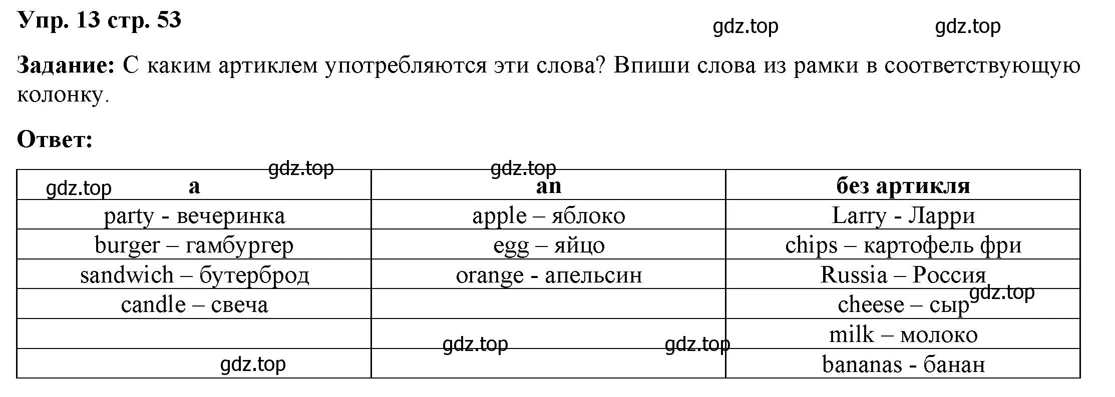 Решение 2. номер 13 (страница 53) гдз по английскому языку 2 класс Быкова, Поспелова, сборник упражнений