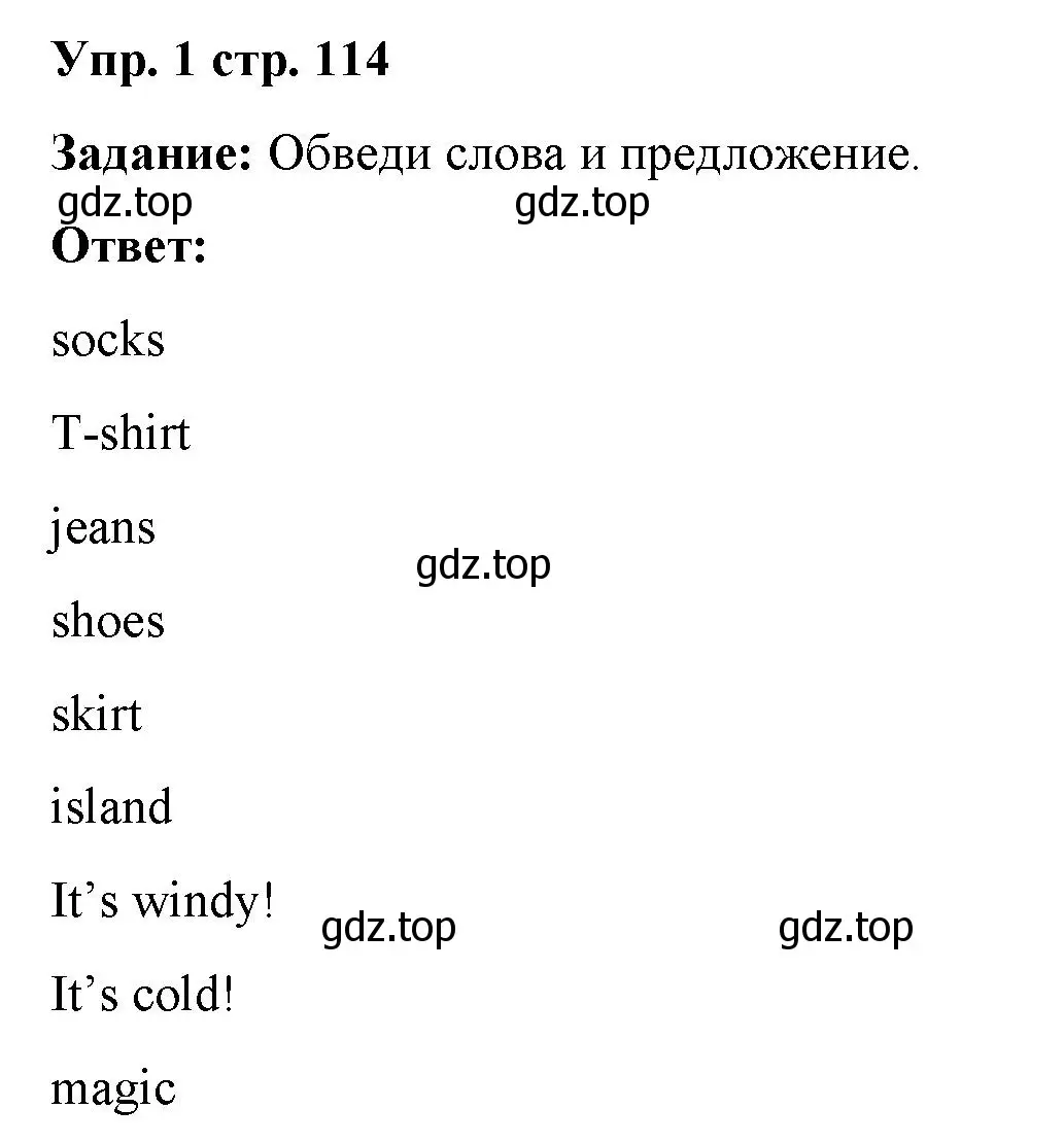 Решение 2. номер 1 (страница 114) гдз по английскому языку 2 класс Быкова, Поспелова, сборник упражнений