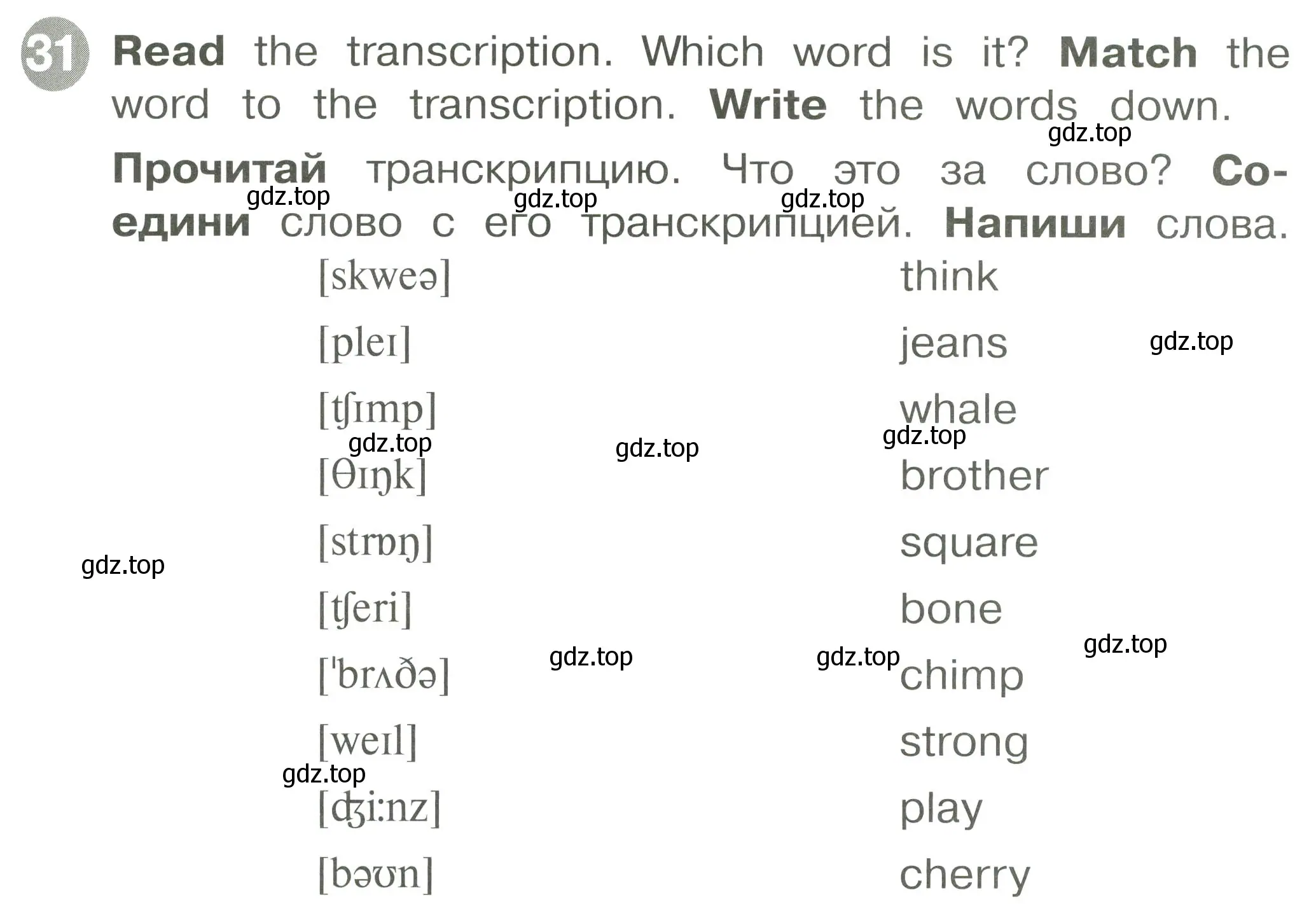 Условие номер 31 (страница 39) гдз по английскому языку 2 класс Котова, сборник упражнений