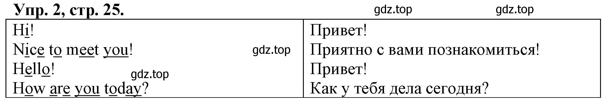 Решение номер 2 (страница 25) гдз по английскому языку 2 класс Котова, сборник упражнений