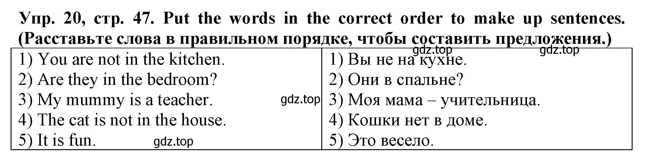 Решение номер 20 (страница 47) гдз по английскому языку 2 класс Котова, сборник упражнений