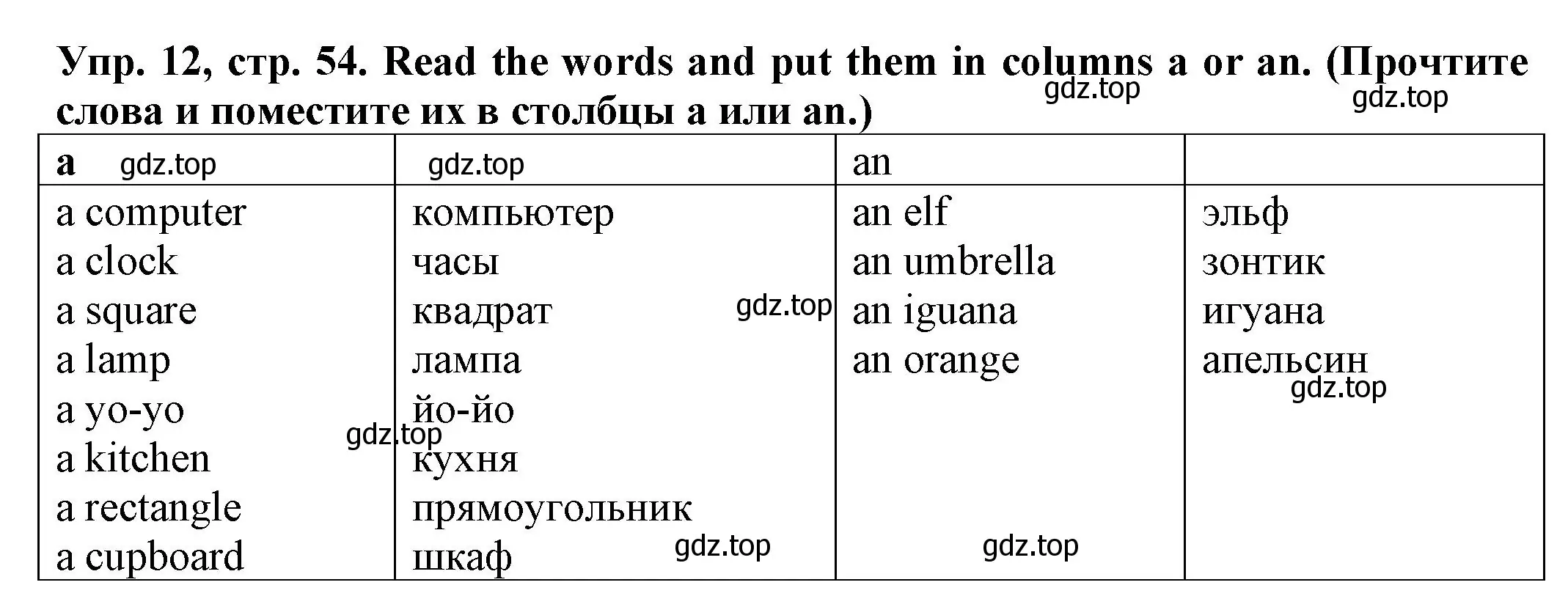 Решение номер 12 (страница 54) гдз по английскому языку 2 класс Котова, сборник упражнений