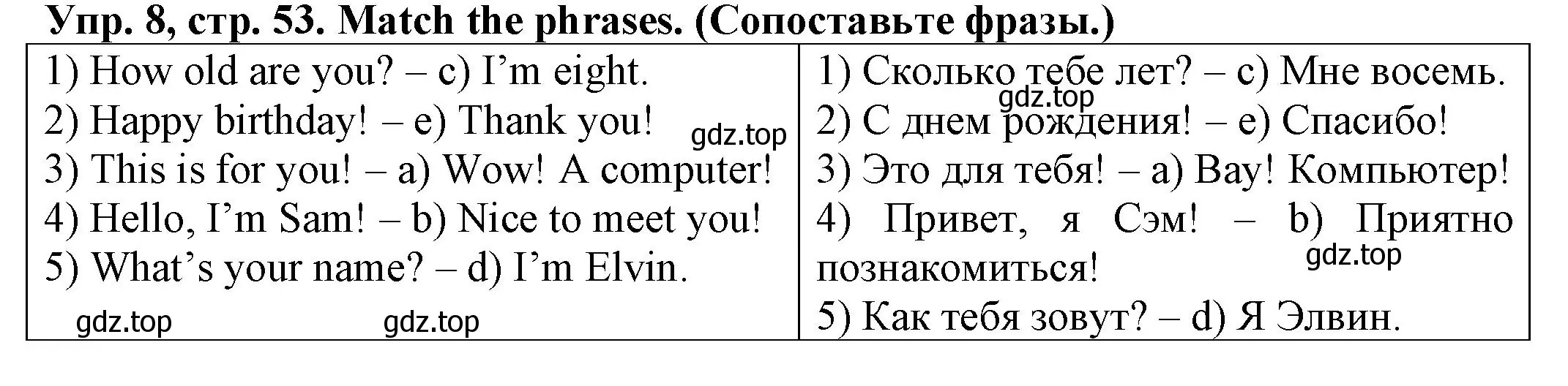 Решение номер 8 (страница 53) гдз по английскому языку 2 класс Котова, сборник упражнений