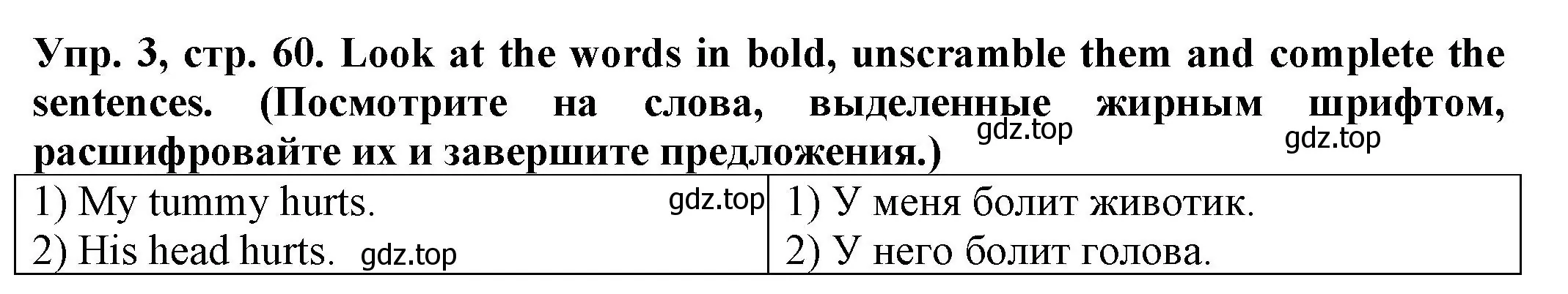 Решение номер 3 (страница 60) гдз по английскому языку 2 класс Котова, сборник упражнений