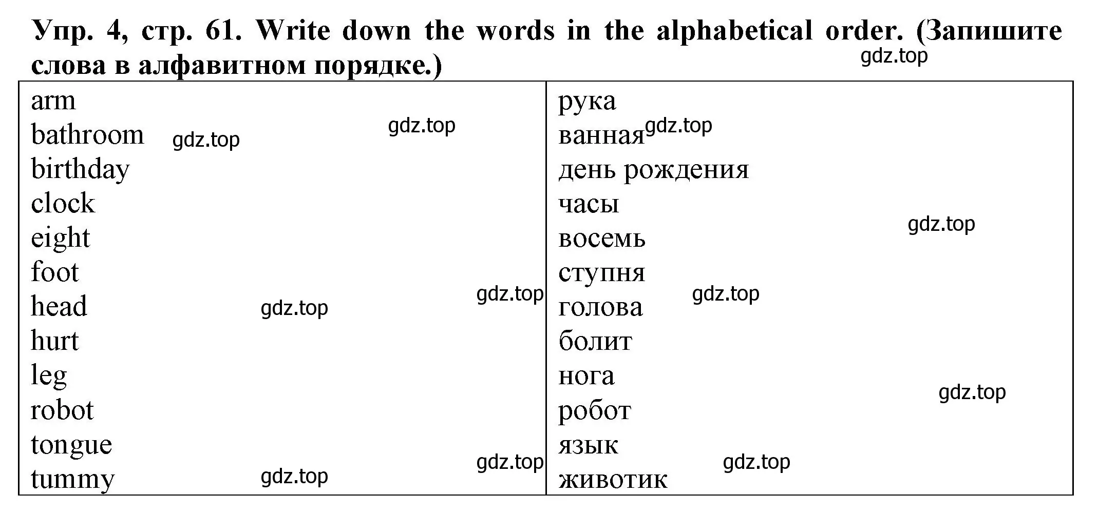 Решение номер 4 (страница 61) гдз по английскому языку 2 класс Котова, сборник упражнений