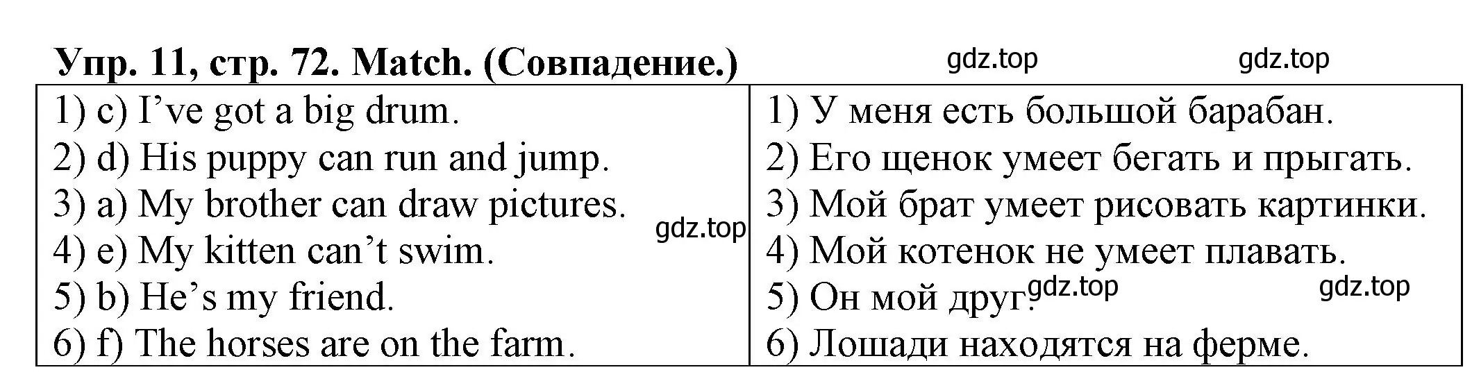 Решение номер 11 (страница 72) гдз по английскому языку 2 класс Котова, сборник упражнений