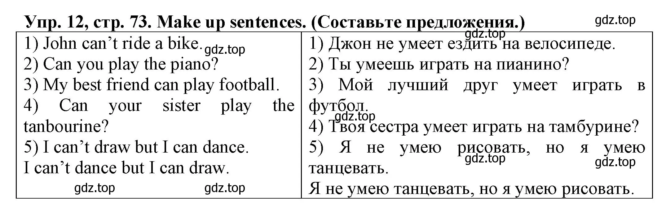 Решение номер 12 (страница 73) гдз по английскому языку 2 класс Котова, сборник упражнений