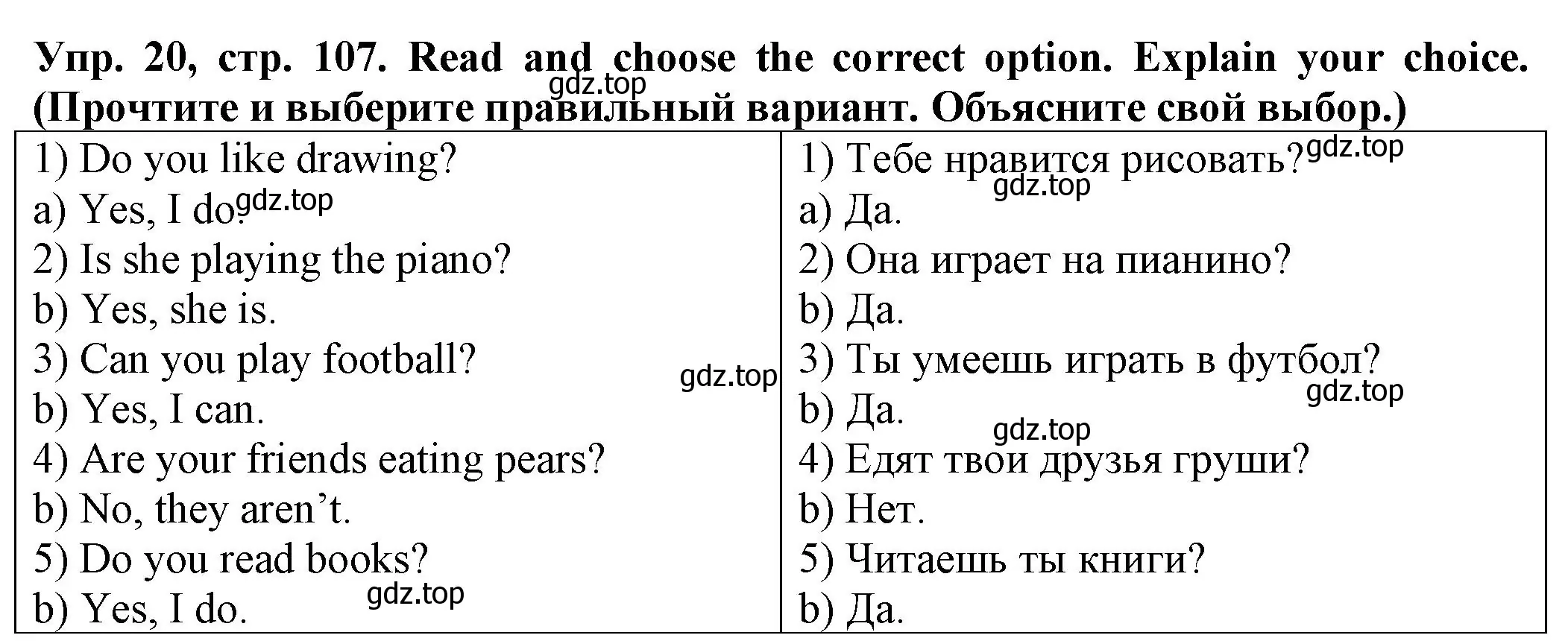 Решение номер 20 (страница 107) гдз по английскому языку 2 класс Котова, сборник упражнений