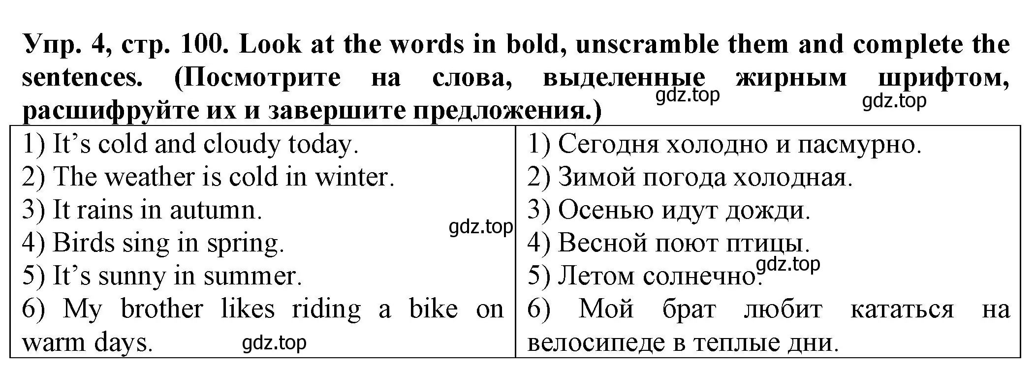 Решение номер 4 (страница 100) гдз по английскому языку 2 класс Котова, сборник упражнений