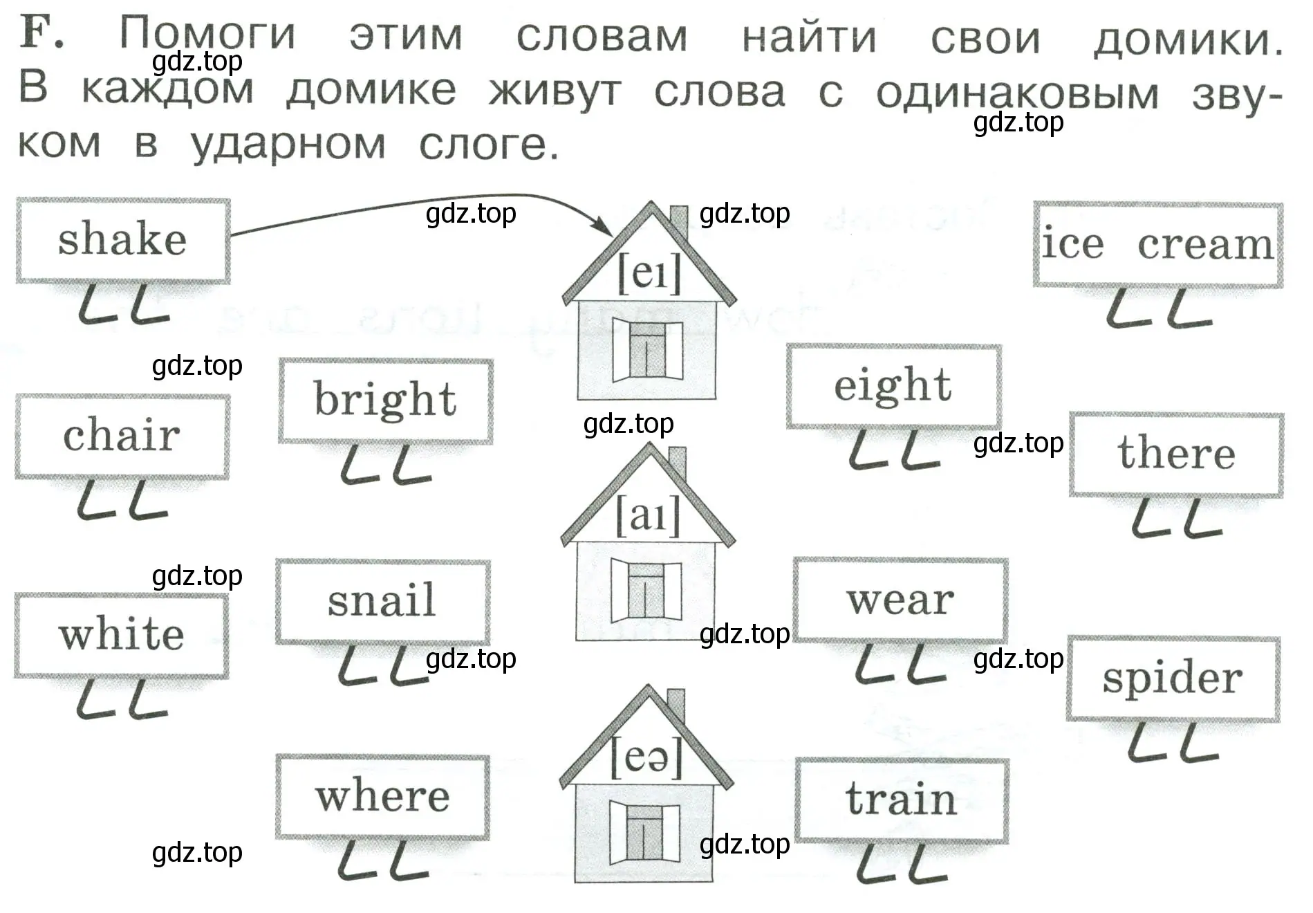 Условие номер F (страница 63) гдз по английскому языку 2 класс Вербицкая, Оралова, рабочая тетрадь