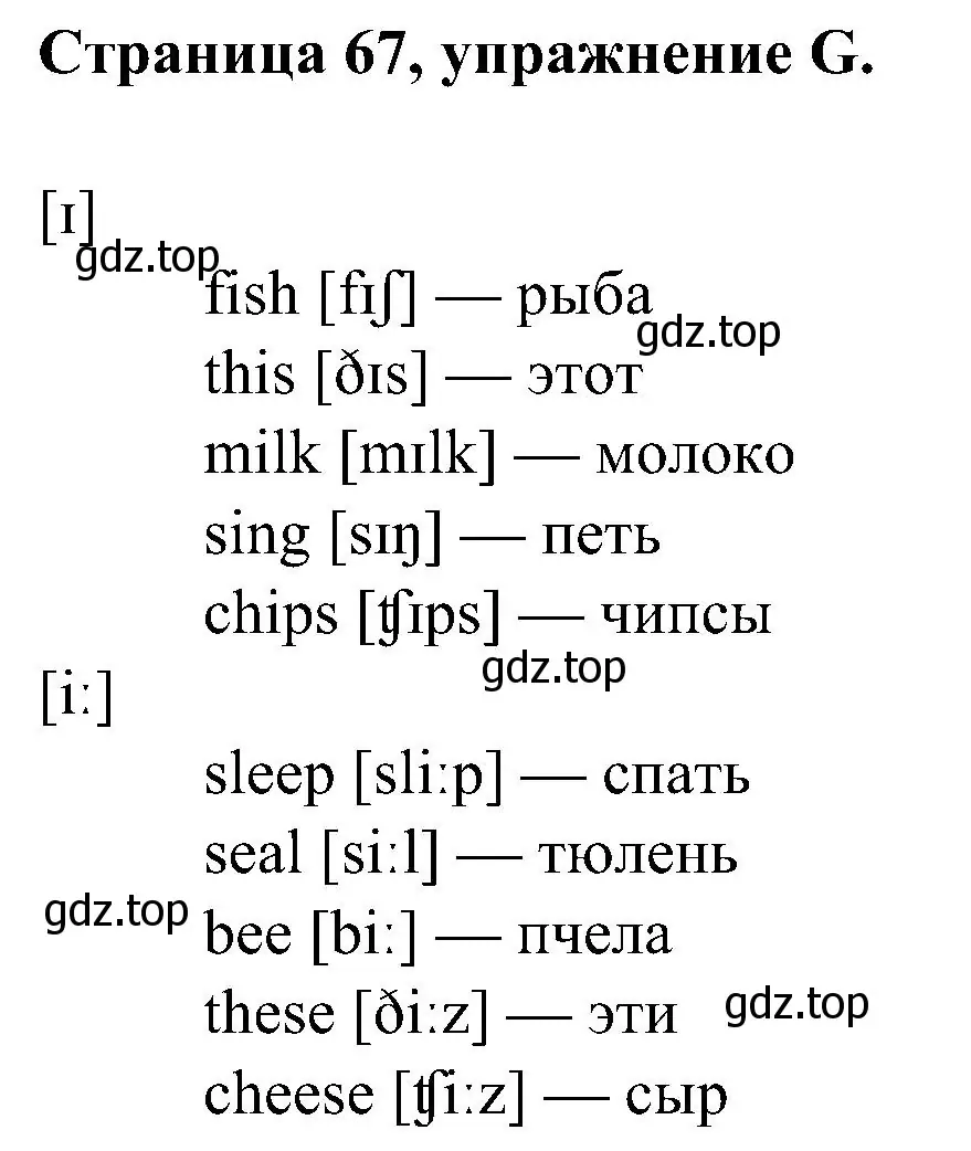 Решение номер G (страница 67) гдз по английскому языку 2 класс Вербицкая, Оралова, рабочая тетрадь