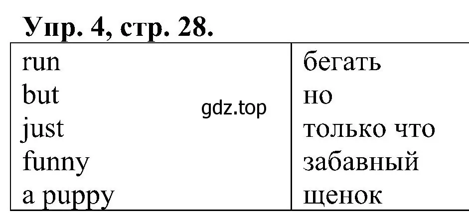 Решение номер 4 (страница 28) гдз по английскому языку 2 класс Верещагина, Бондаренко, рабочая тетрадь