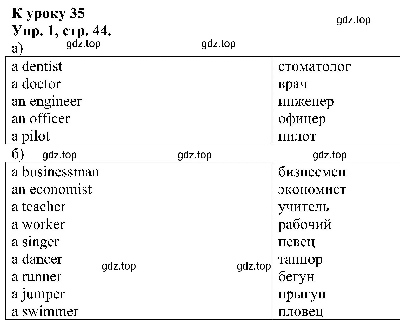 Решение номер 1 (страница 44) гдз по английскому языку 2 класс Верещагина, Бондаренко, рабочая тетрадь