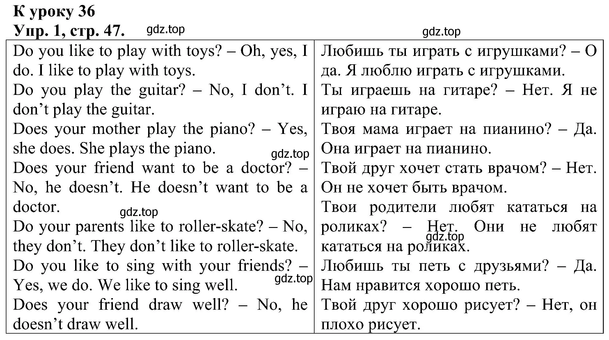 Решение номер 1 (страница 47) гдз по английскому языку 2 класс Верещагина, Бондаренко, рабочая тетрадь
