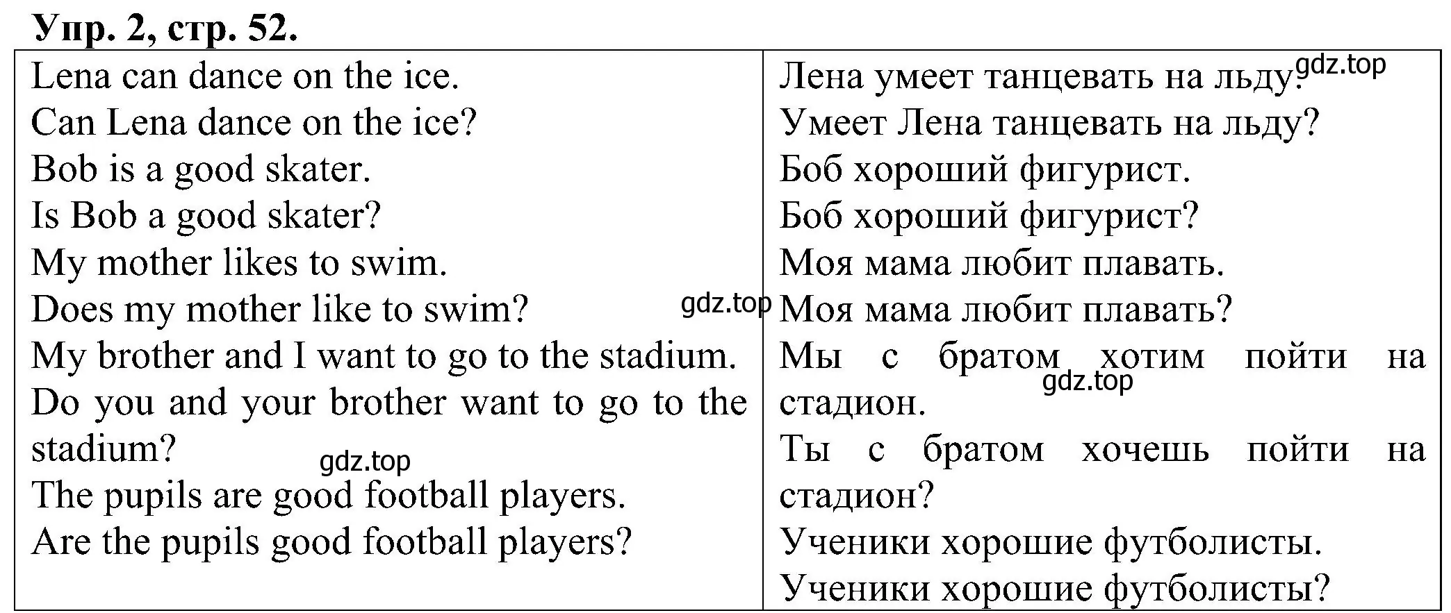 Решение номер 2 (страница 52) гдз по английскому языку 2 класс Верещагина, Бондаренко, рабочая тетрадь