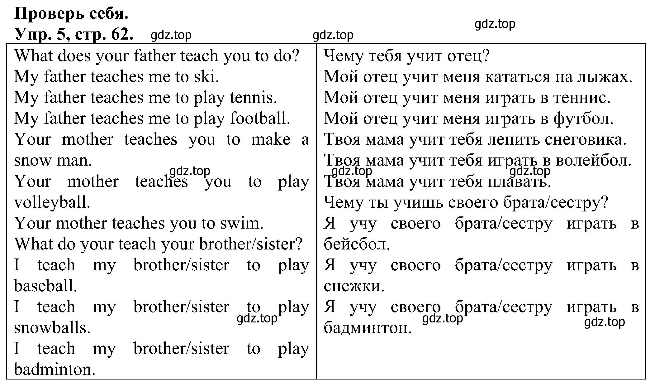 Решение номер 5 (страница 62) гдз по английскому языку 2 класс Верещагина, Бондаренко, рабочая тетрадь