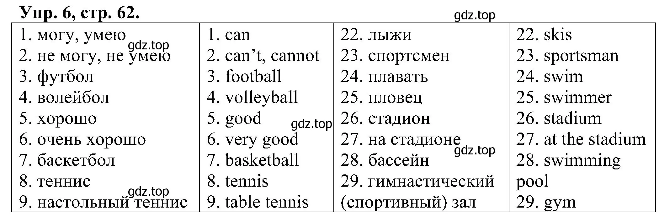 Решение номер 6 (страница 62) гдз по английскому языку 2 класс Верещагина, Бондаренко, рабочая тетрадь