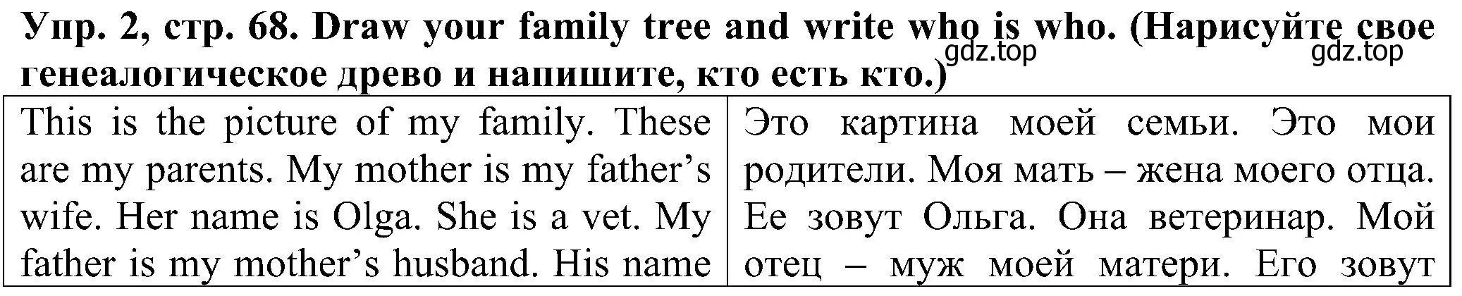 Решение номер 2 (страница 68) гдз по английскому языку 2 класс Верещагина, Бондаренко, рабочая тетрадь