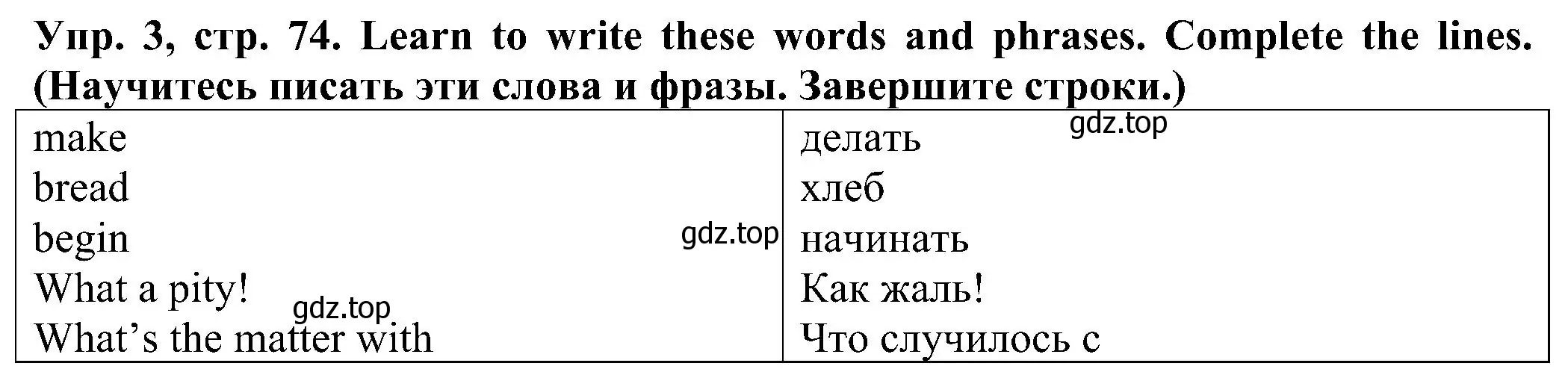 Решение номер 3 (страница 74) гдз по английскому языку 2 класс Верещагина, Бондаренко, рабочая тетрадь