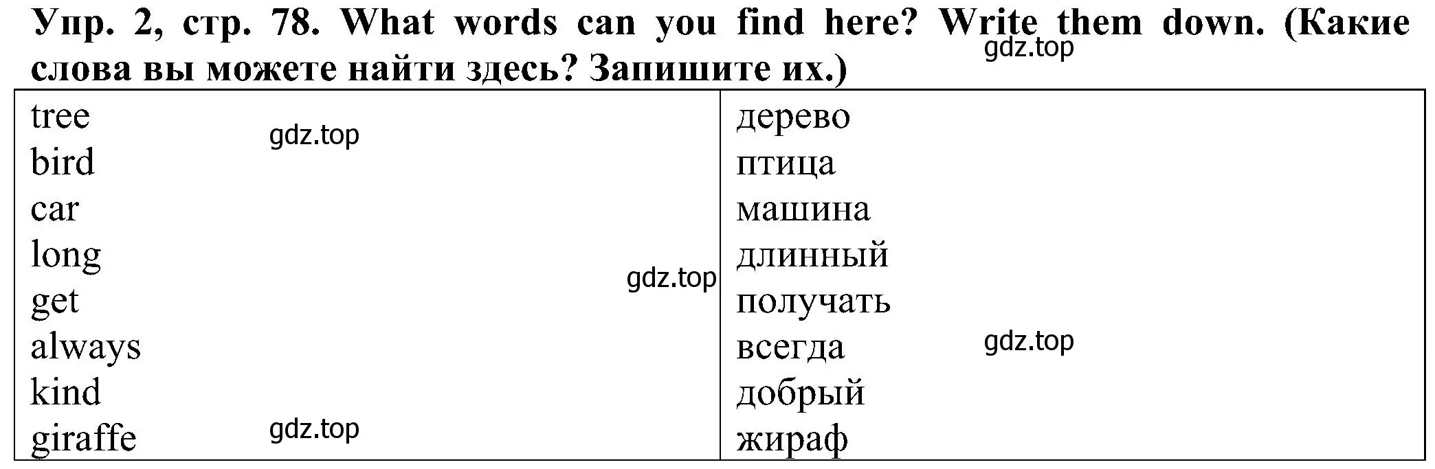 Решение номер 2 (страница 78) гдз по английскому языку 2 класс Верещагина, Бондаренко, рабочая тетрадь