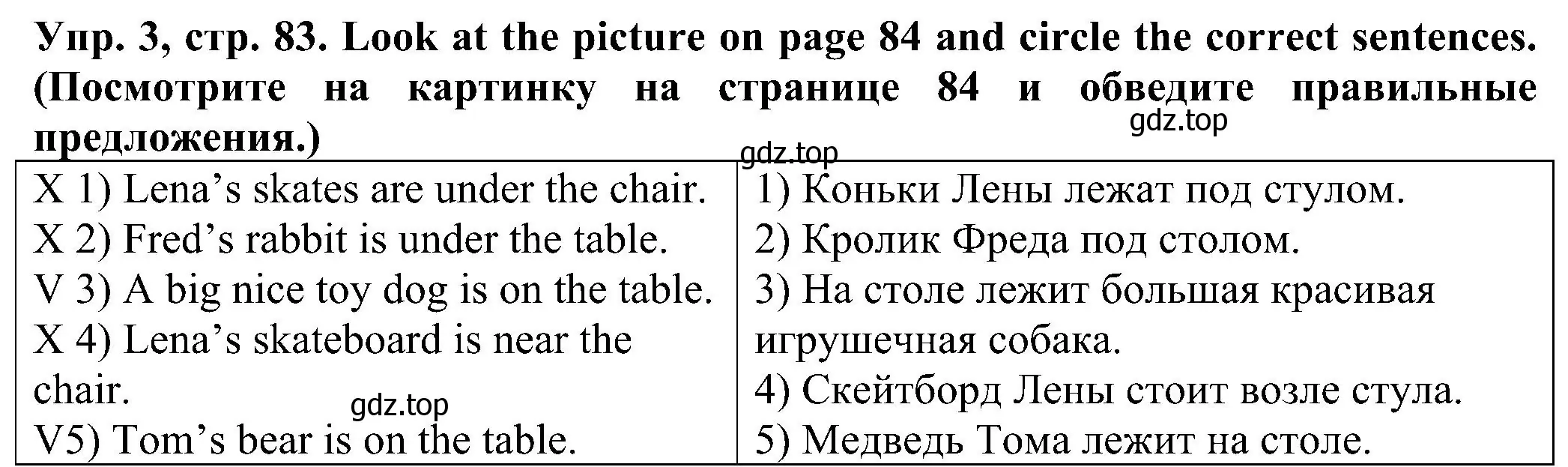 Решение номер 3 (страница 83) гдз по английскому языку 2 класс Верещагина, Бондаренко, рабочая тетрадь