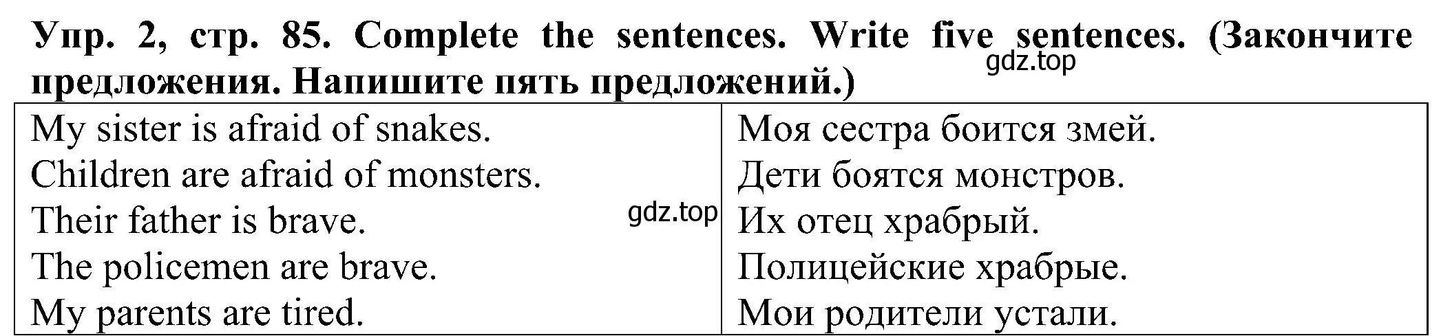 Решение номер 2 (страница 85) гдз по английскому языку 2 класс Верещагина, Бондаренко, рабочая тетрадь