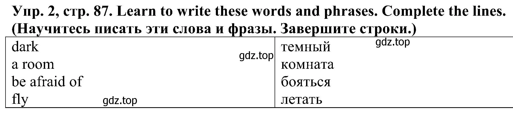 Решение номер 2 (страница 87) гдз по английскому языку 2 класс Верещагина, Бондаренко, рабочая тетрадь