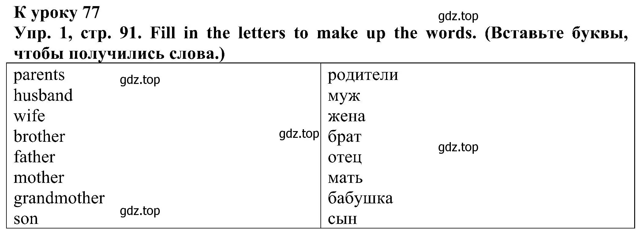 Решение номер 1 (страница 91) гдз по английскому языку 2 класс Верещагина, Бондаренко, рабочая тетрадь