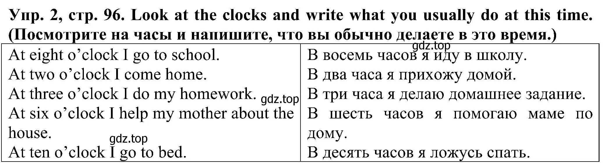 Решение номер 2 (страница 96) гдз по английскому языку 2 класс Верещагина, Бондаренко, рабочая тетрадь