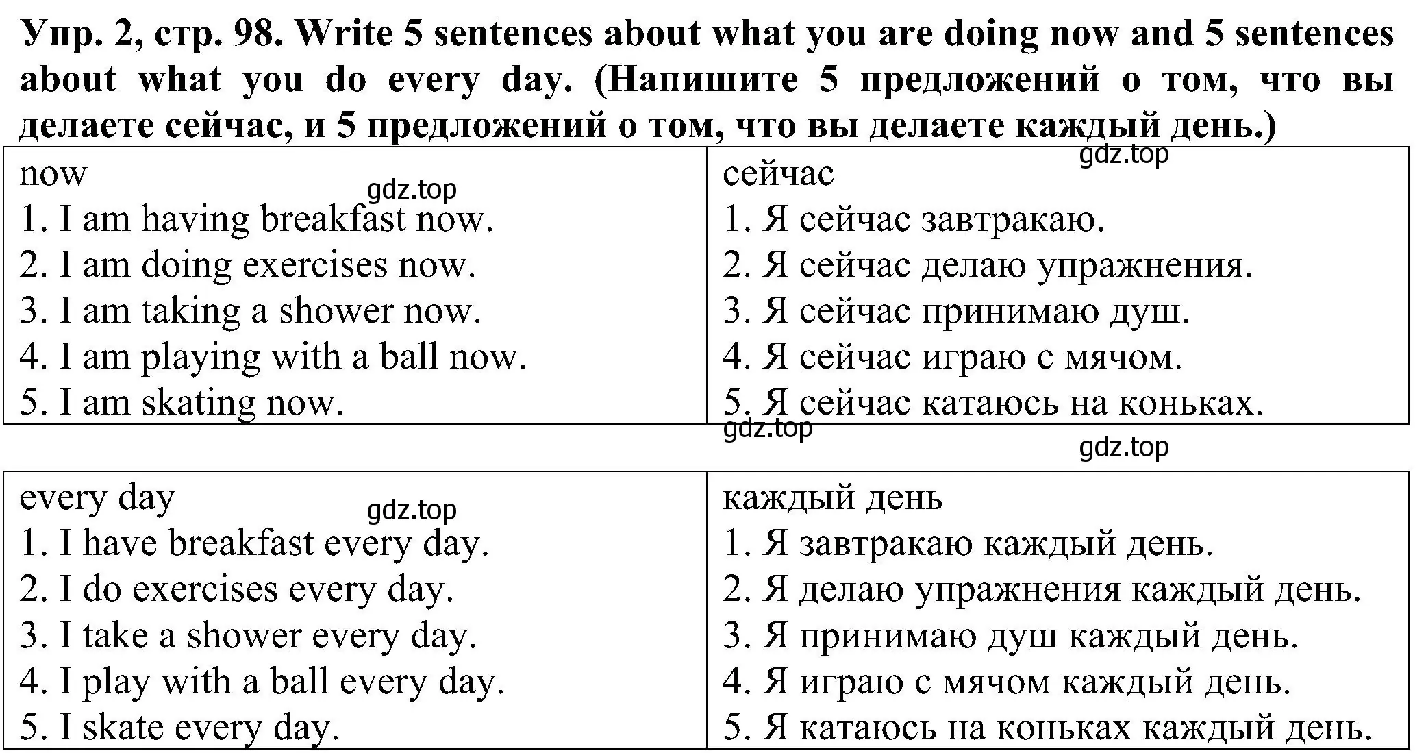 Решение номер 2 (страница 98) гдз по английскому языку 2 класс Верещагина, Бондаренко, рабочая тетрадь