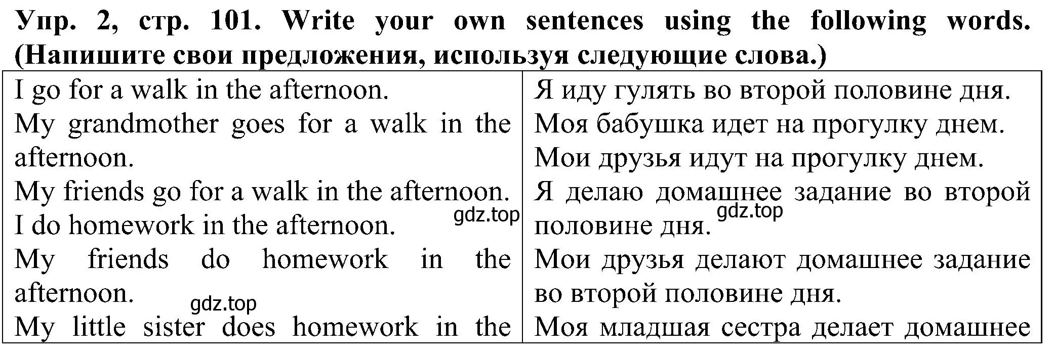 Решение номер 2 (страница 101) гдз по английскому языку 2 класс Верещагина, Бондаренко, рабочая тетрадь