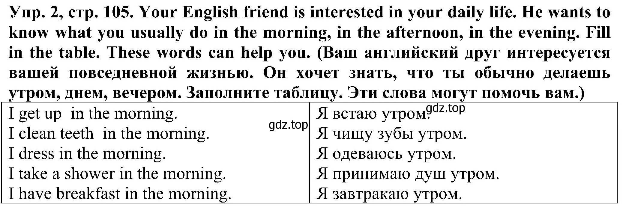 Решение номер 2 (страница 105) гдз по английскому языку 2 класс Верещагина, Бондаренко, рабочая тетрадь