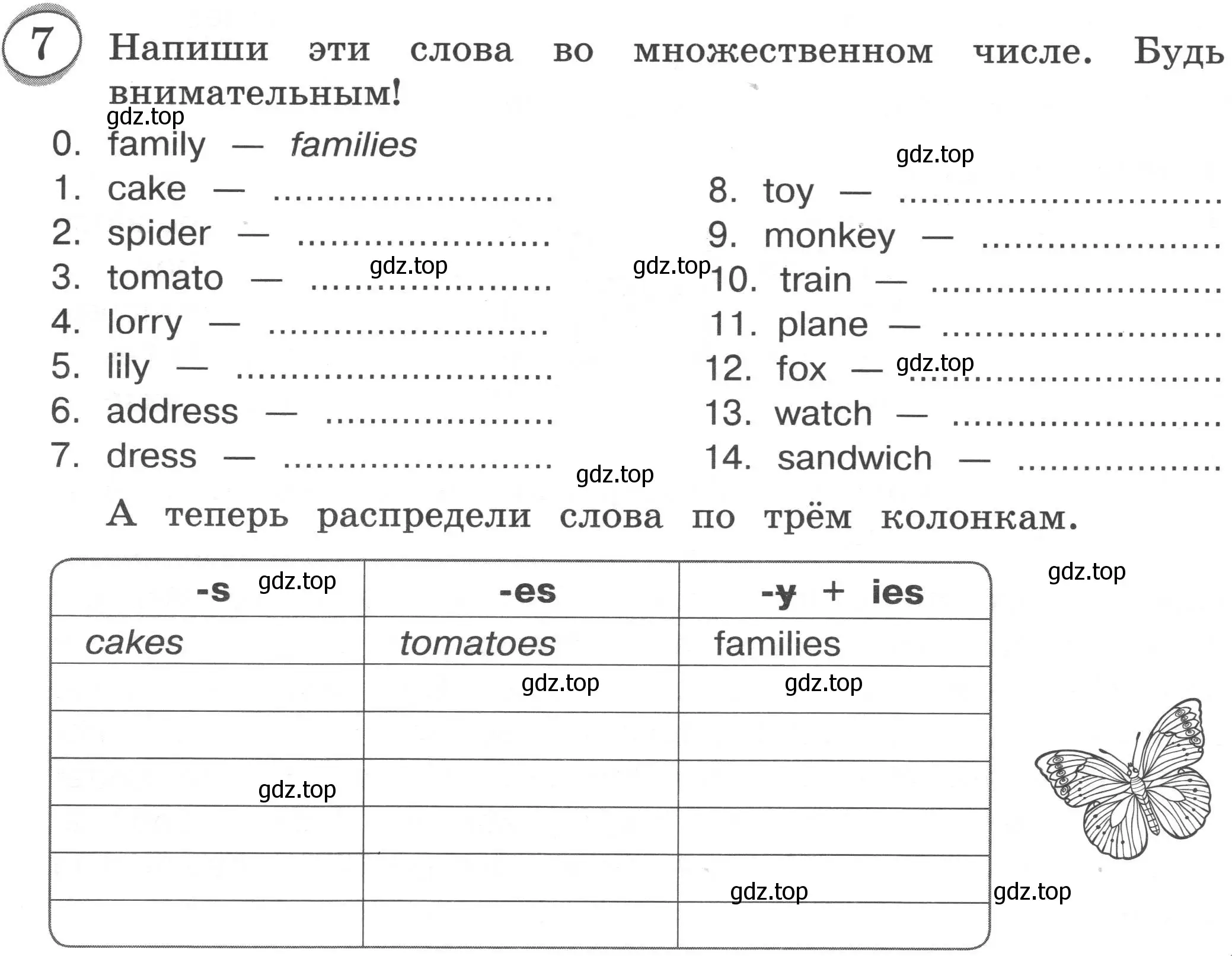 Условие номер 7 (страница 15) гдз по английскому языку 3 класс Рязанцева, сборник грамматических упражнений