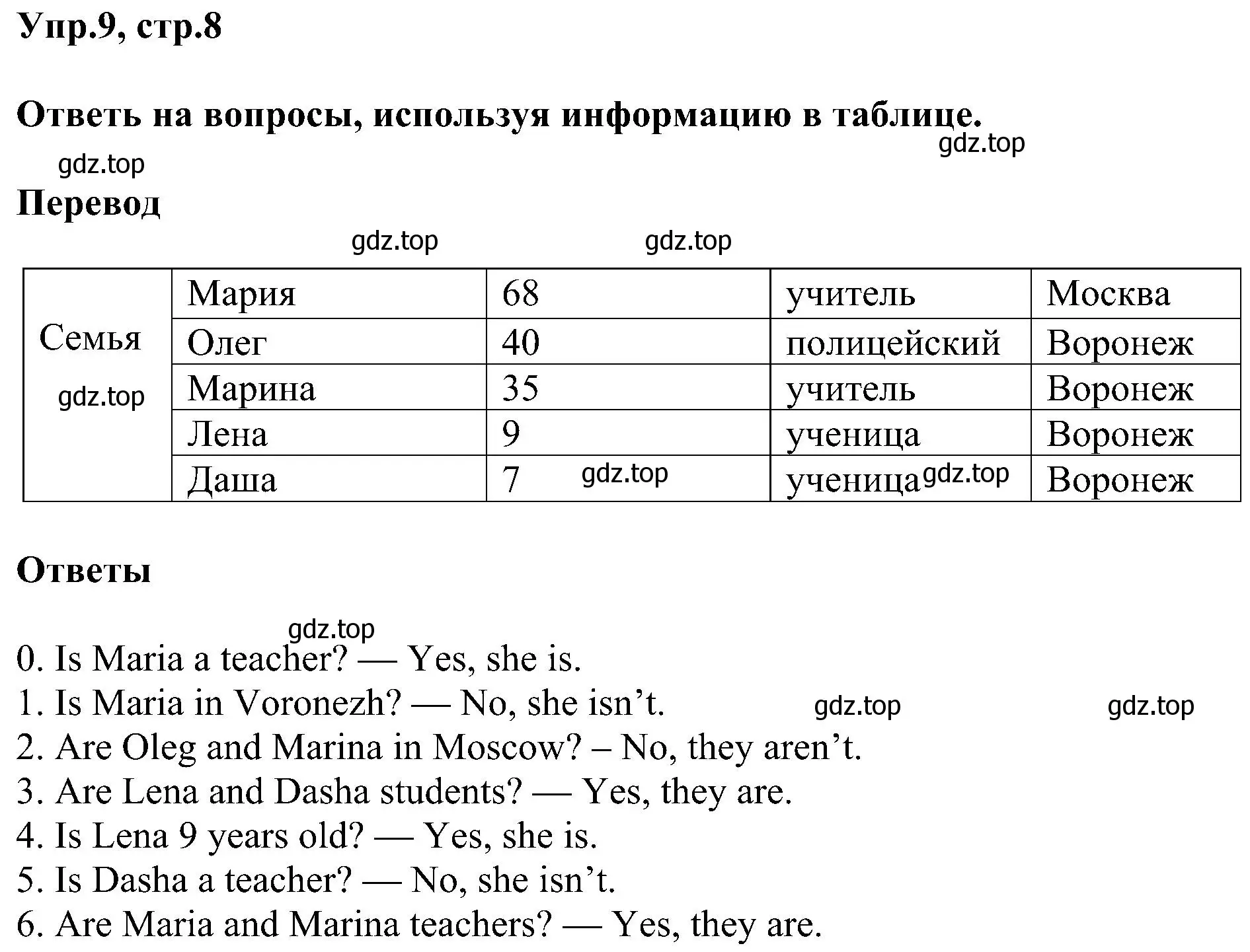 Решение номер 9 (страница 8) гдз по английскому языку 3 класс Рязанцева, сборник грамматических упражнений