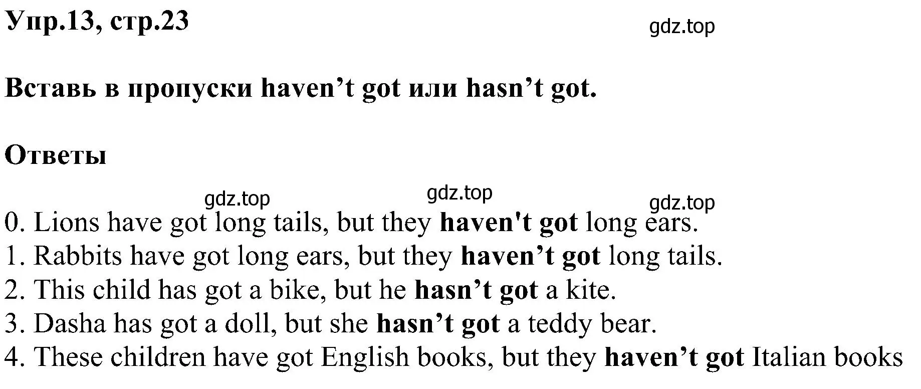 Решение номер 13 (страница 23) гдз по английскому языку 3 класс Рязанцева, сборник грамматических упражнений