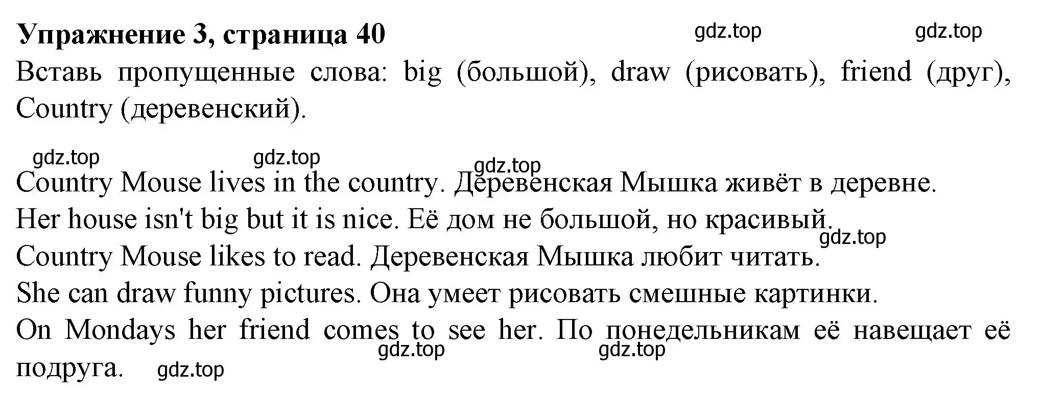 Решение номер 3 (страница 40) гдз по английскому языку 3 класс Биболетова, Денисенко, рабочая тетрадь