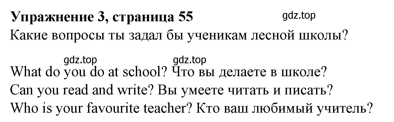 Решение номер 3 (страница 55) гдз по английскому языку 3 класс Биболетова, Денисенко, рабочая тетрадь