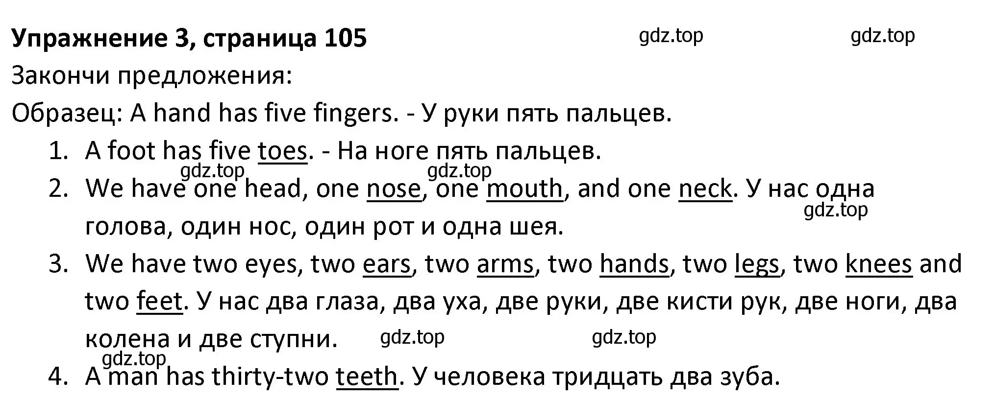 Решение номер 3 (страница 105) гдз по английскому языку 3 класс Биболетова, Денисенко, учебник