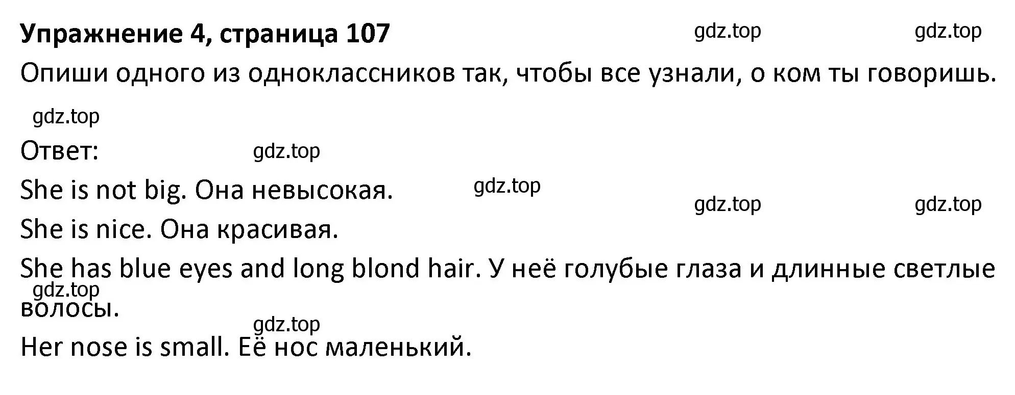 Решение номер 4 (страница 107) гдз по английскому языку 3 класс Биболетова, Денисенко, учебник