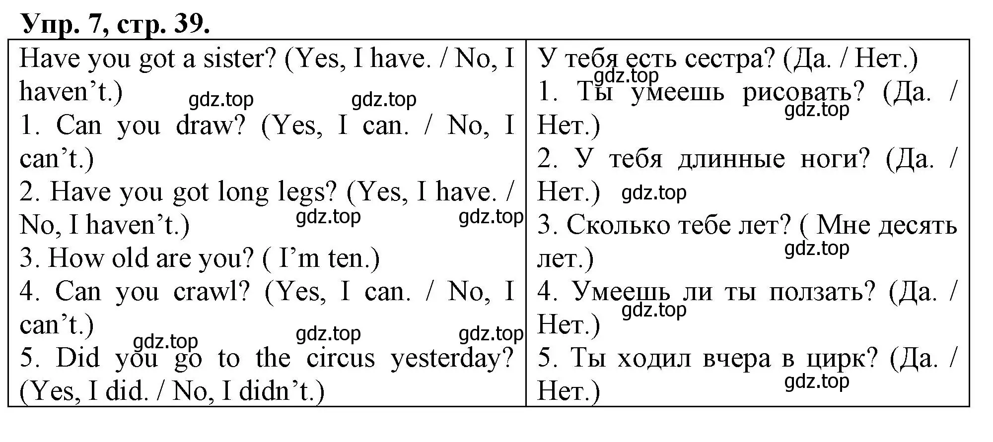 Решение номер 7 (страница 39) гдз по английскому языку 3 класс Быкова, Дули, контрольные задания