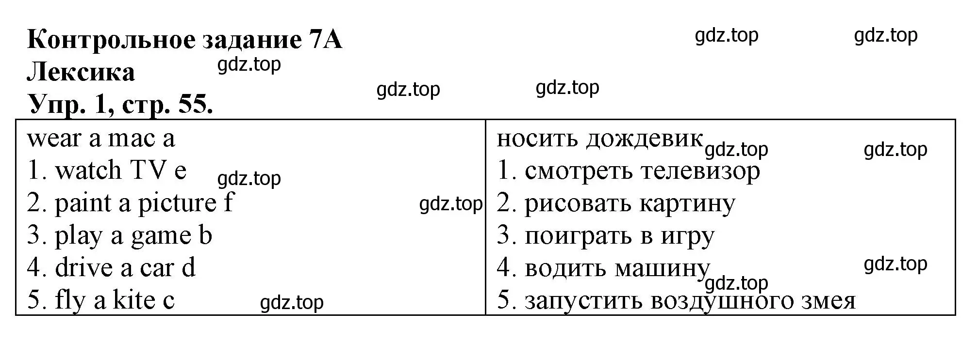 Решение номер 1 (страница 55) гдз по английскому языку 3 класс Быкова, Дули, контрольные задания