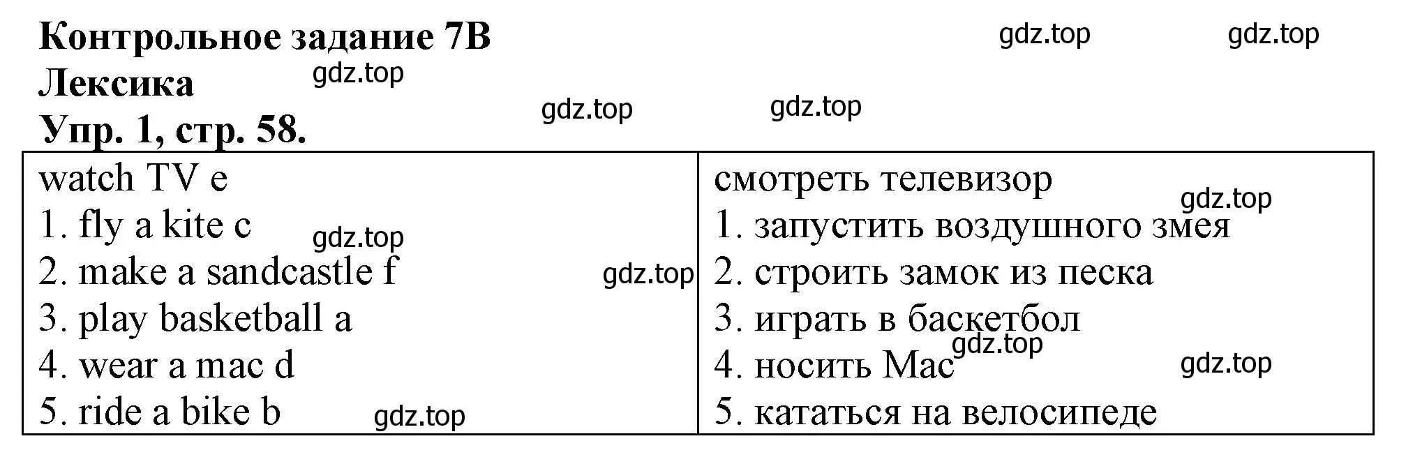 Решение номер 1 (страница 58) гдз по английскому языку 3 класс Быкова, Дули, контрольные задания