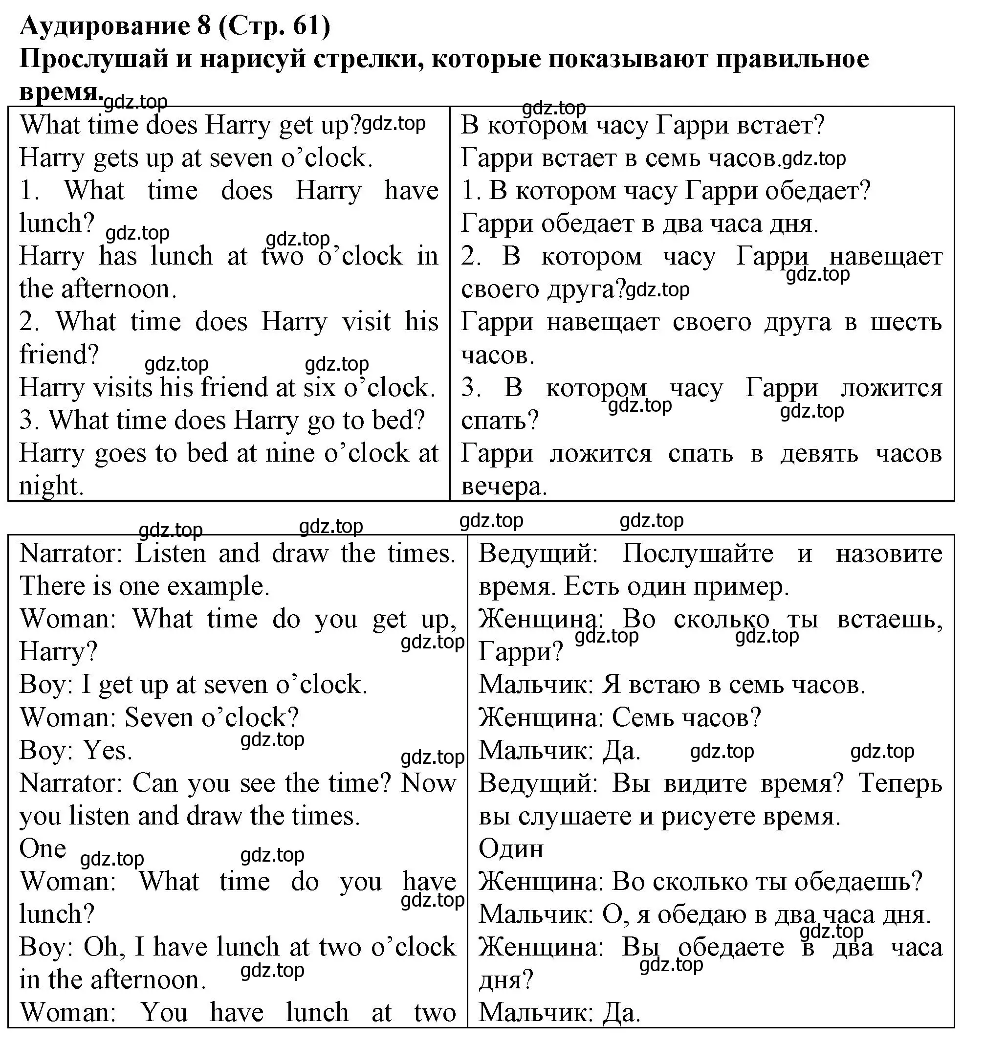 Решение номер Аудирование 8 (страница 61) гдз по английскому языку 3 класс Быкова, Дули, контрольные задания