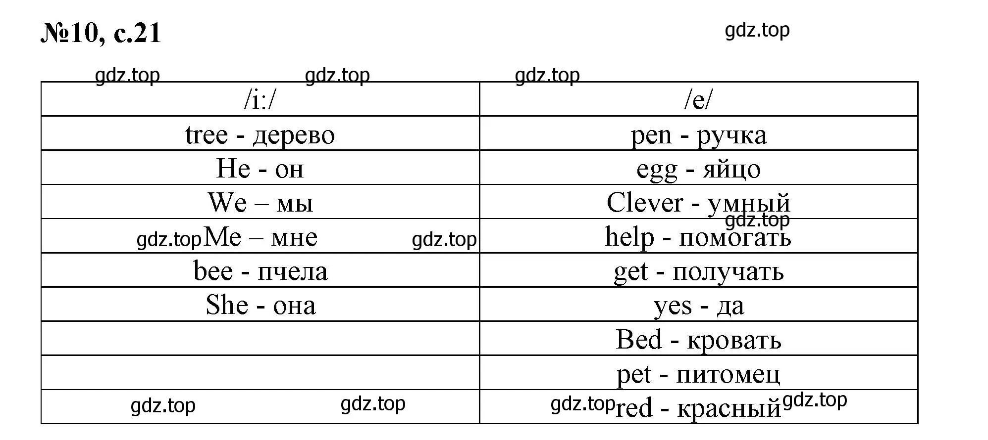 Решение номер 10 (страница 21) гдз по английскому языку 3 класс Быкова, Поспелова, сборник упражнений