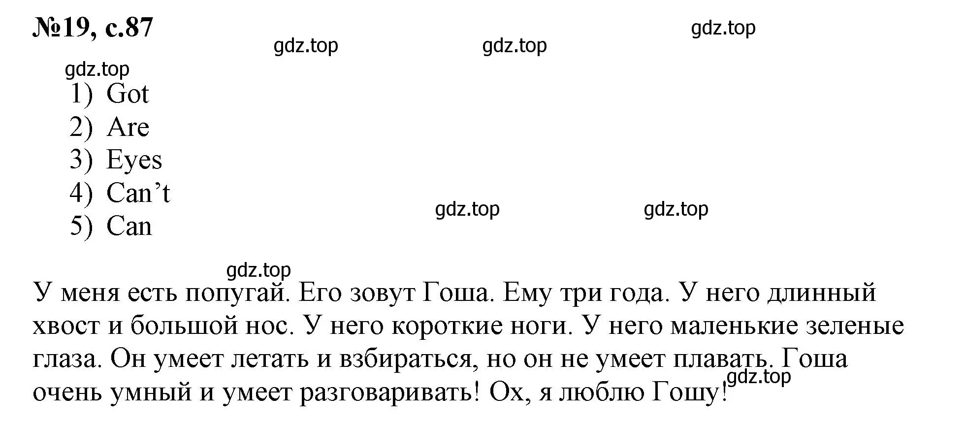 Решение номер 19 (страница 87) гдз по английскому языку 3 класс Быкова, Поспелова, сборник упражнений