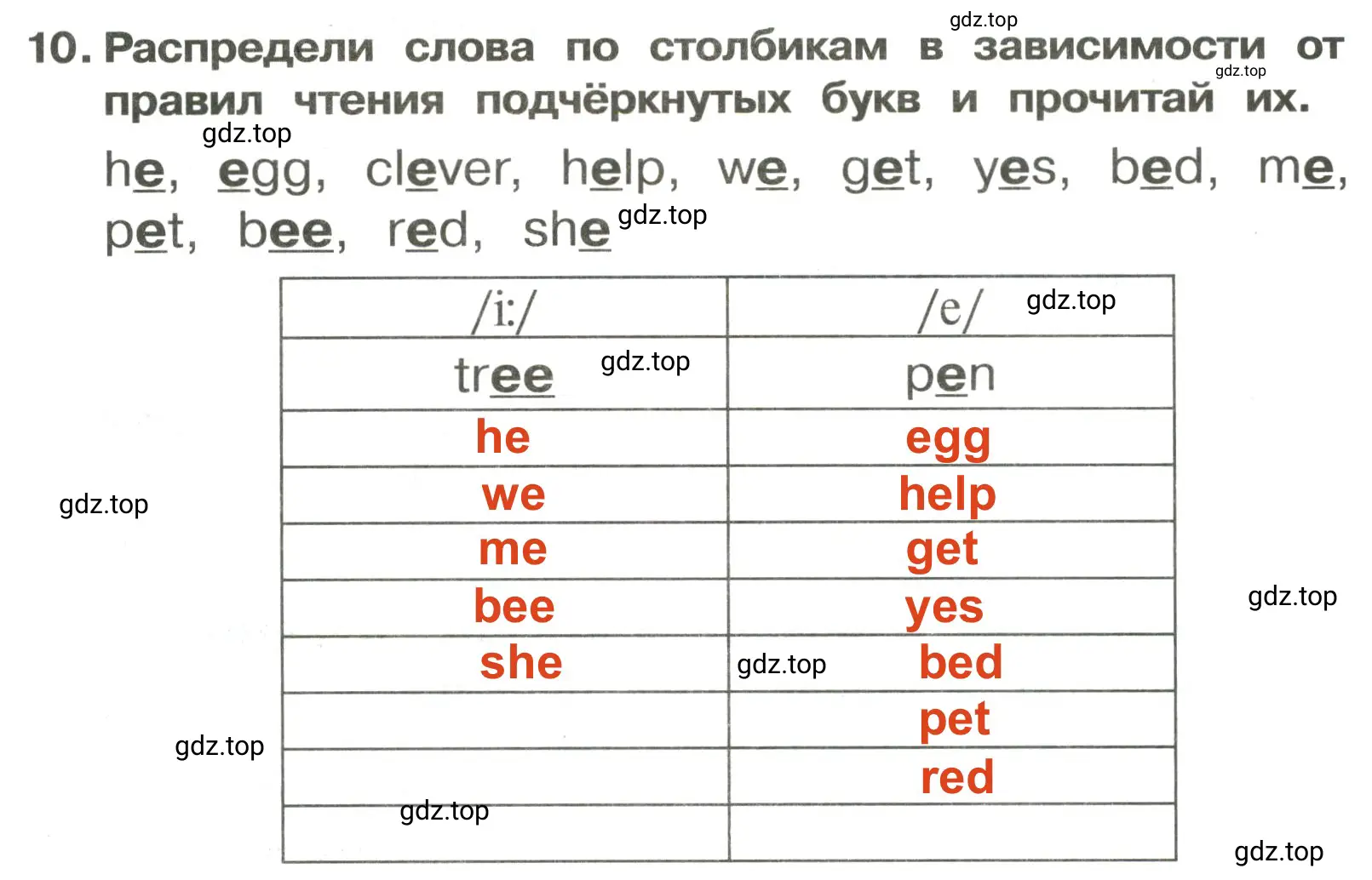 Решение 2. номер 10 (страница 21) гдз по английскому языку 3 класс Быкова, Поспелова, сборник упражнений